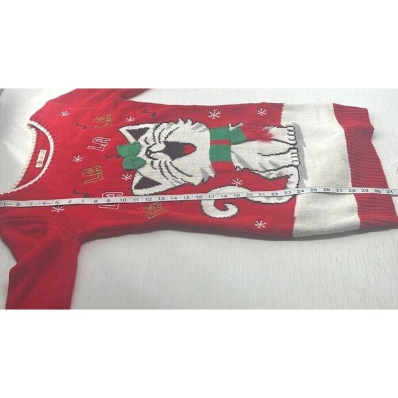 K’s Our Time Red xmas sweater Dress With Cat Size Small - Picture 2 of 10